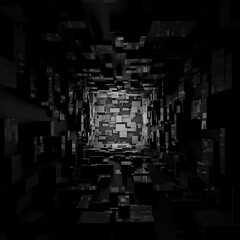 Abstract Futuristic Sci Fi Dark Light Room Background 3d Rendering Wallpaper