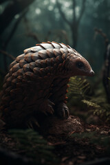 Portrait of Pangolin Dramatic and Cinematic Lighting Photography, Generative AI