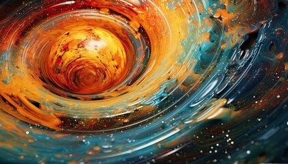 Generative AI illustration of splash paint. Closeup abstract color mixing of water, acrylic background. Acrylic texture with marble or ocean pattern, multi color background, smooth inner galaxy
