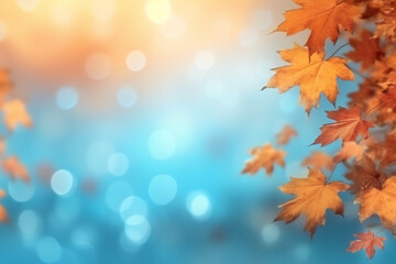 Fototapeta premium Photorealistic autumn leaves on a bright background. AI generative