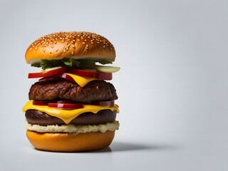 Close-up of home made tasty burger. AI Generative