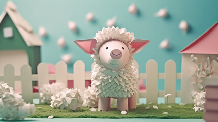 sheep and lamb created with Generative AI Technology