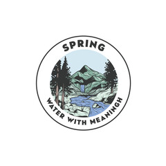 Spring mountain logo,background, flower, nature, banner, design, vector, illustration