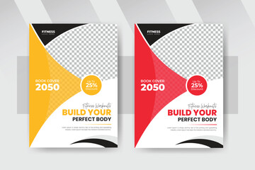 fitness or gym book cover, annual reports for sports training book cover design, corporate book cover.poster. flyer. leaflet. brochure cover. bi-fold cover. gym poster