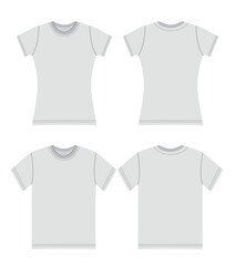 Front and back view of a men s and women s T-shirt. Blank t-shirt template. Front and back mockup