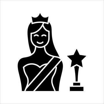 beauty princess wearing crown icon, vector illustration on white background