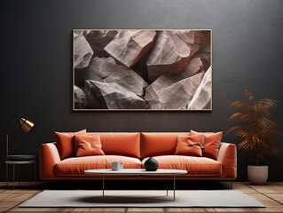 Canvas Mockup In Contemporary Interior Background, Mockups Design 3D, HD