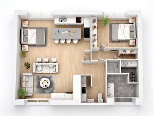 Floor plan of a house top view , Mockups Design 3D, HD
