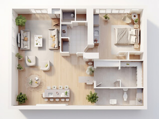 Floor plan of a house top view , Mockups Design 3D, HD