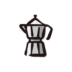 Espresso pot - Coffee icon/illustration (Hand-drawn line, colored version)
