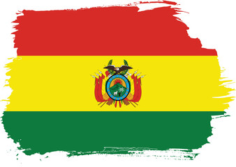 Creative hand-drawn brush stroke flag of BOLIVIA country vector illustration