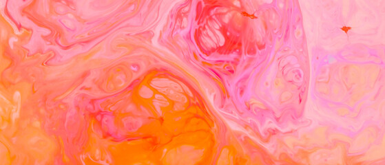 Abstract colorful background. Fluid art background with pink and orange colors