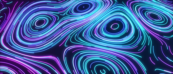 Fototapeta na wymiar Digital background of flowing particles. Abstract vortex background. Wave of dots. Gradient wavy background. Abstract cyber backdrop of points. 3d rendering