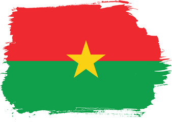 Creative hand-drawn brush stroke flag of BURKINA FASO country vector illustration