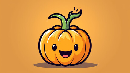 Obraz premium Funny smiling pumpkin orange character in style of rubber hose animation , halloween icon concept