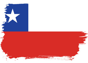 Creative hand-drawn brush stroke flag of CHILE country vector illustration