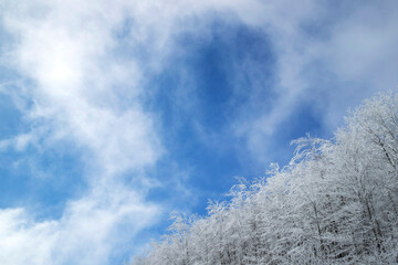 Tuscan Apennines covered with snow covered