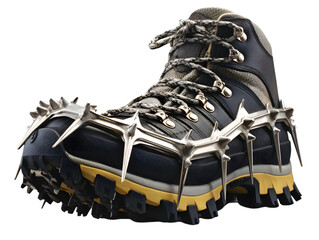 mountain crampons on transparent background, PNG, AI generated.