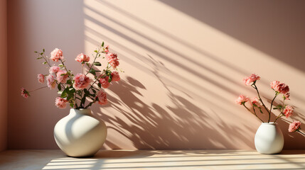 Serene and elegant backdrop featuring gentle window shadows on a neutral wall, creating a calming atmosphere for product presentations Generative AI