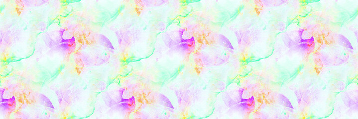 Turquoise blue, yellow and pink irregular stains. Acrylic or watercolor paint. Abstract pattern in grunge style.