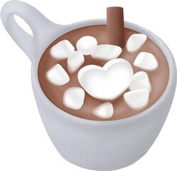 Hot chocolate latte with Marshmallow in a cup.