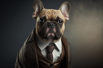 french bulldog in business suit. created with generative AI technology