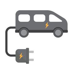 flat electric car illustration on white background