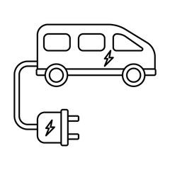 electric car outline illustration on white background doodle