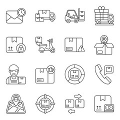 Pack of Logistic and Shipment Linear Icons 

