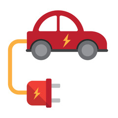 flat electric car illustration on white background