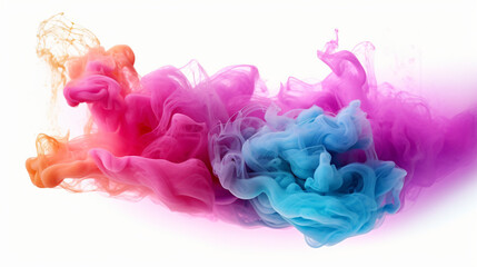 Fototapeta Colorful smoke on white background, vivid colored smoke obraz