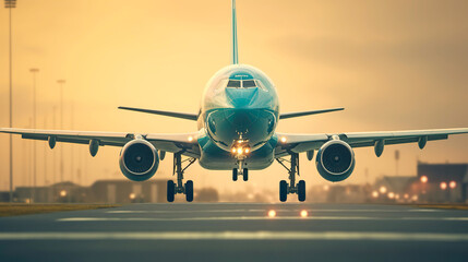 Fototapeta na wymiar airplane at the airport landing or taking off