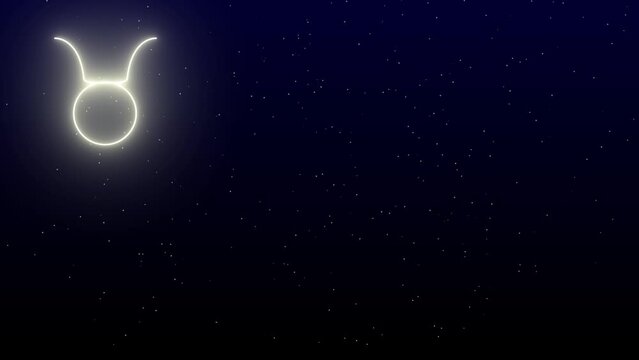 Taurus star zodiac star taurus animation on black night sky.
