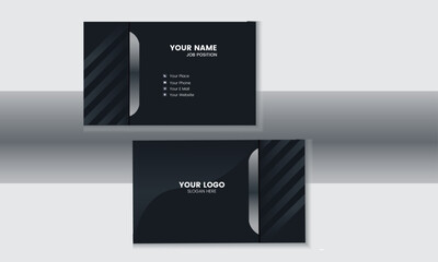 Stylish black-white wave business card vector design