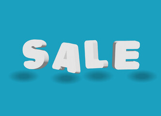 sale on blue blackground sign 3d 1