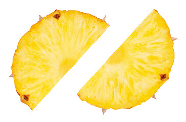 Pineapple isolated. Two ripe pineapple slices on a white background.