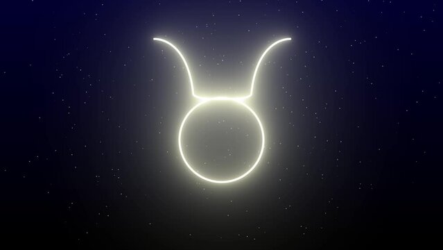 Taurus star zodiac star taurus animation on black night sky.