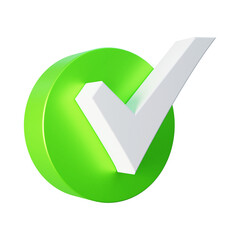 Check mark approved sign ui icon 3d rendering
