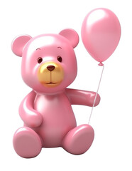 teddy bear with balloons isolated on white, AI generative