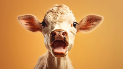 Generative Ai image of a calf face close up - obrazy, fototapety, plakaty