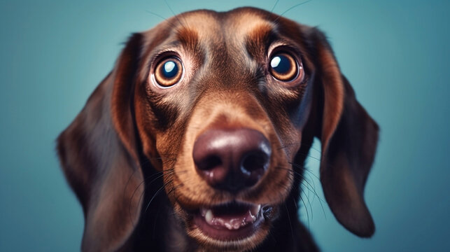 Generative Ai image of a dachshund dog face close up