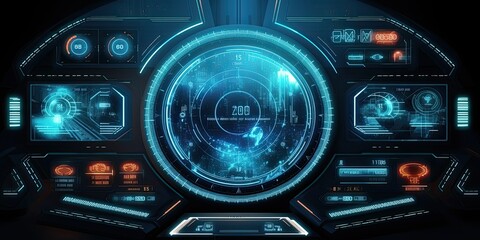 Fototapeta premium Futuristic HUD screen data hologram. Generative AI