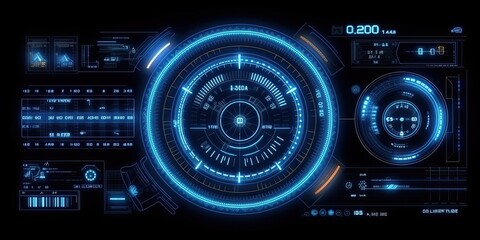 Fototapeta premium Futuristic HUD screen data hologram. Generative AI