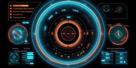 Futuristic HUD screen data hologram. Generative AI