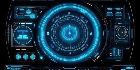 Fototapeta premium Futuristic HUD screen data hologram. Generative AI