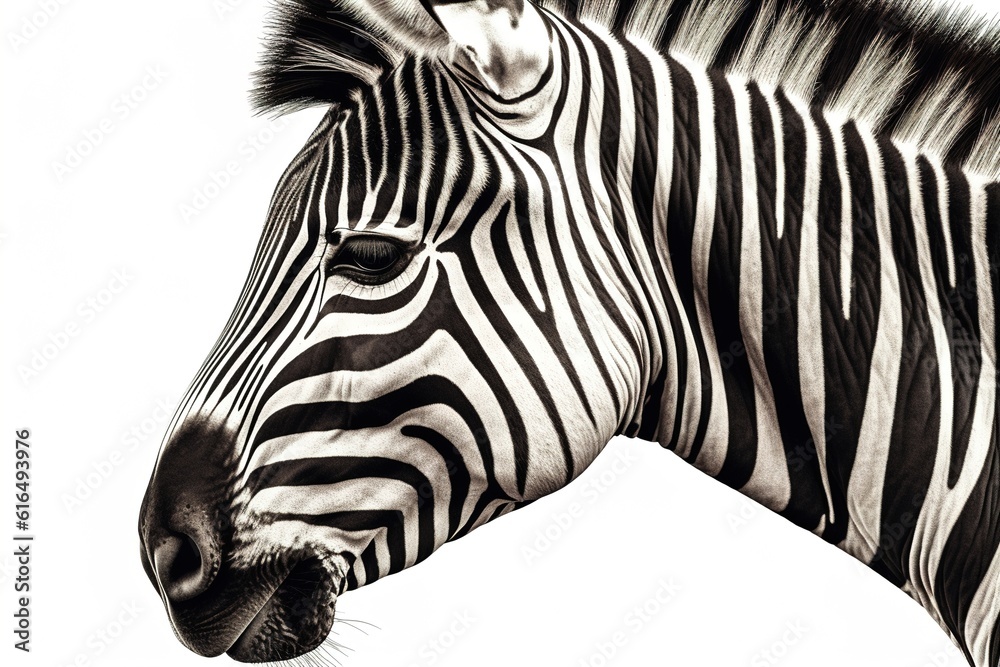 Poster zebra print isolated on white background. Generated by AI.