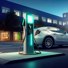 Fototapeta na wymiar Illustration of modern and futuristic electric car chargers. Concept of electric mobility.