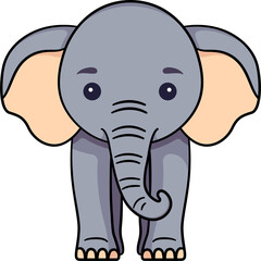 Fototapeta premium Cute elephant cartoon minimal with outline
