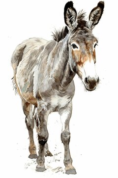 &acirc;ne dessin fa&ccedil;on aquarelle, portrait d'un animal domestique, illustration ia g&eacute;n&eacute;rative