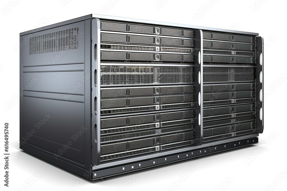 Poster server rack isolated on white background. generated by ai
